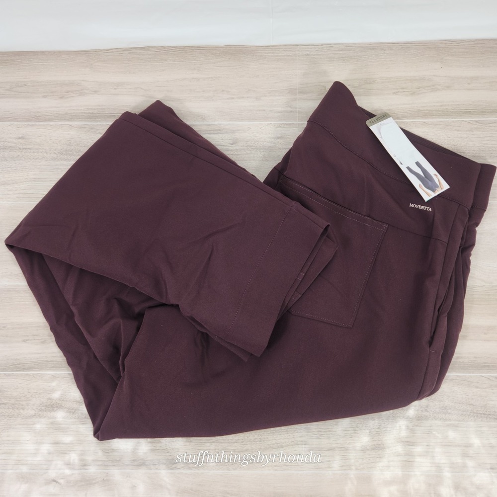Mondetta‎ Womens Size 6 Pants Maroon Tailored High Rise Lined Stretch Zip Front